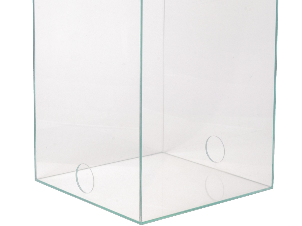 Glass basin cube 20x20x20 cm with 1x 27mm drilling